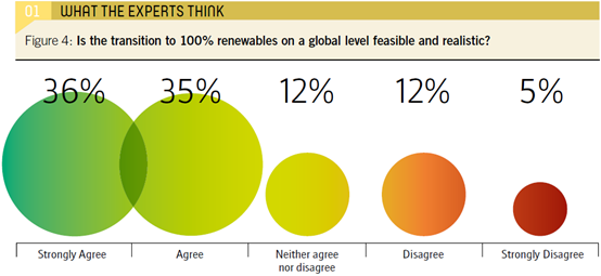 100%再生能源使用專家意見分佈