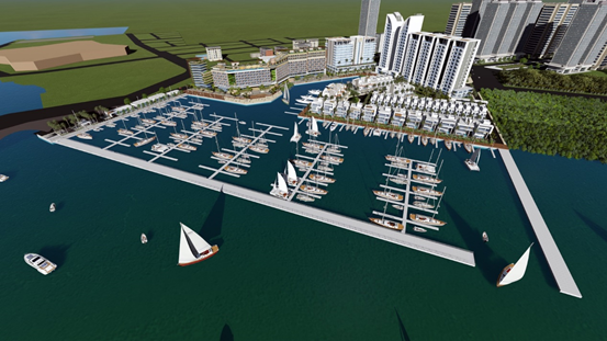 整個開發案陸域9.7公頃、水域3公頃，未來將以遊艇碼頭、渡假村、海洋學校、主題商場等4大主軸來進行開發，並與建150個泊位的國際級遊艇碼頭。